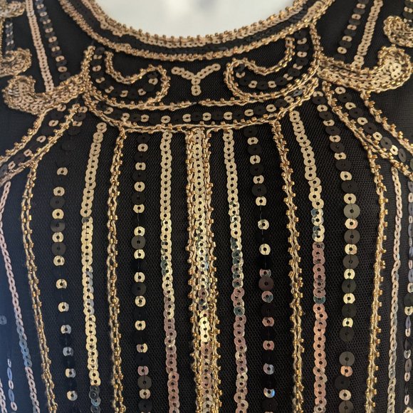 VIJIV 1920s Vintage Inspired Sequin Embellished Fringe Long Gatsby Flapper Dress - Picture 6 of 13